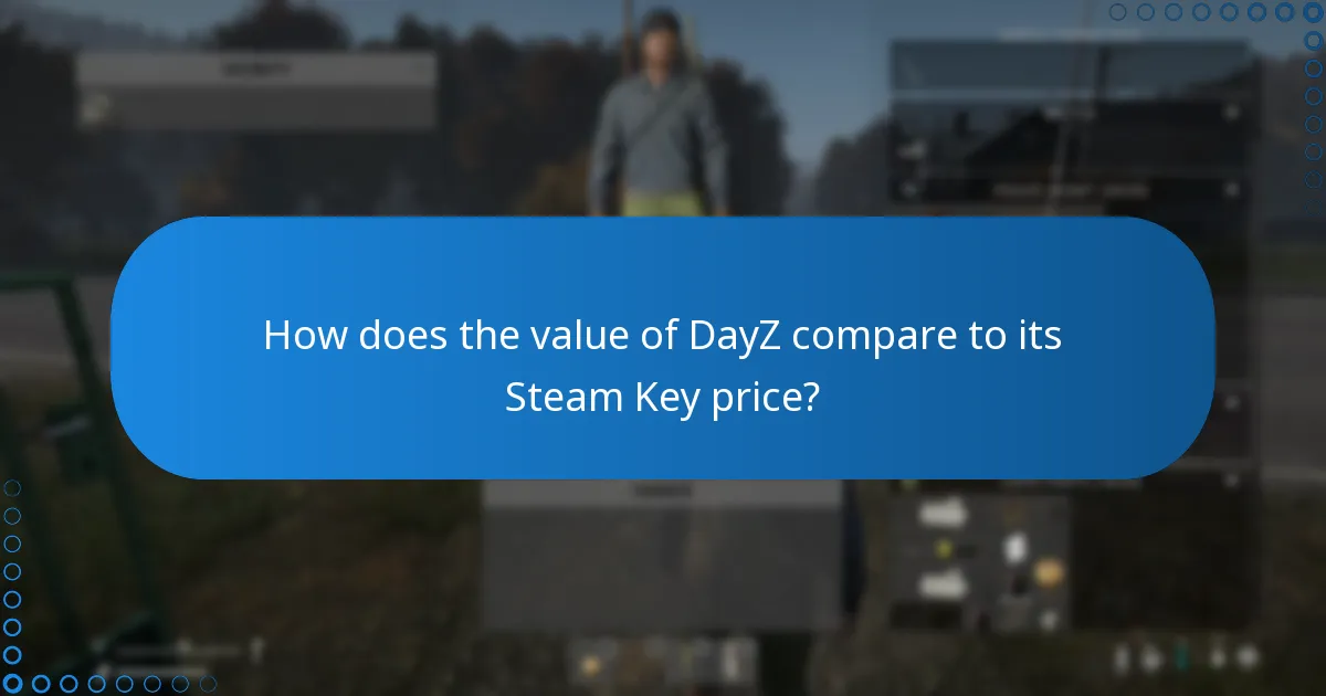 How does the value of DayZ compare to its Steam Key price?