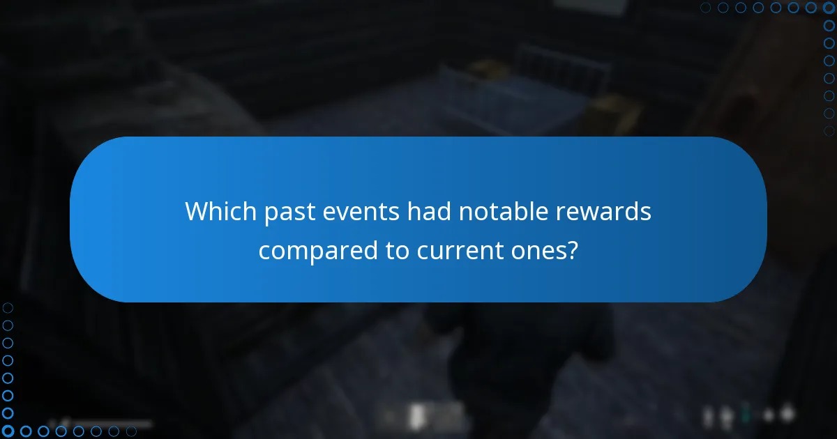 Which past events had notable rewards compared to current ones?